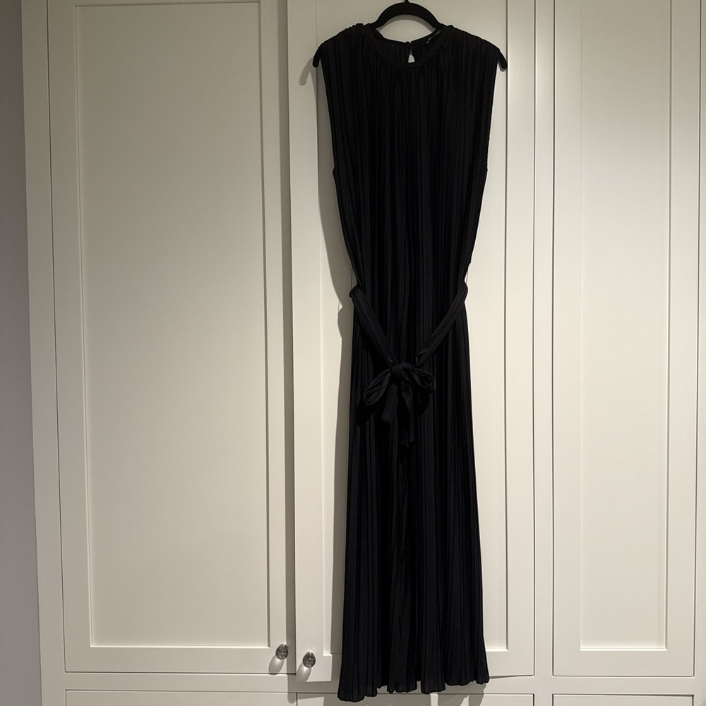 Zara Black Pleated Tie Front Jumpsuit